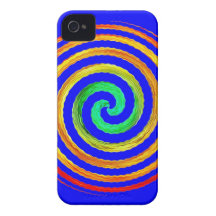 Neon Spiral Blue iPhone 4 Case-Mate Case