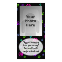 Neon Spiral Dots Vertical PhotoCard Template Photo Card Template