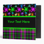 Neon Splats Plaid Binder