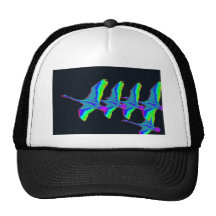 Neon Swans Fly The Night Sky Trucker Hat