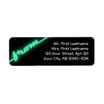 Neon Teal & Black Return Address Labels