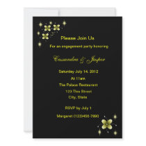 Neon Yellow Flower Sparkle Personalized Invitation