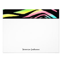 Neon Zebra Print Flat Notecards Invites