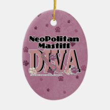 Neopolitan Mastiff DIVA Christmas Tree Ornaments