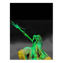 Neptunes Fountain, Alexanderplatz,Black Back Postcard