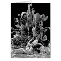 Neptunes Fountain with Snake, Berlin, B&W Card