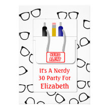 Nerd Glasses Pocket Protector Nerd Theme Party Personalized Invites