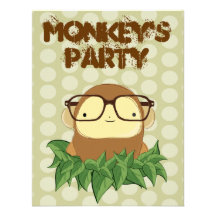 nerd monkey on leaves custom invites