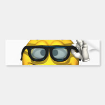 Nerd Yellow Smiley Face Bumper Stickers