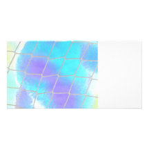 Net background with light blue personalized photo card