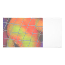 Net background with orange and yellow furry image photo card