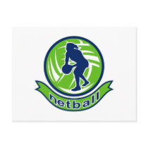 Netball player passing the ball post card