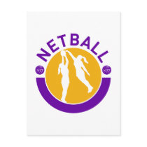 Netball player shooting blocking the shot post card