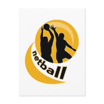 Netball player shooting blocking the shot postcard