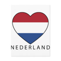 Netherland Heart with black NEDERLAND Postkarte