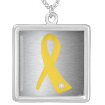 Neuroblastoma Cancer Awareness Ribbon Personalized Necklace