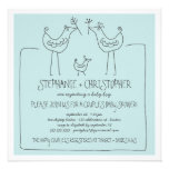 Neutral Birds Modern Family Couple Boy Baby Shower Invitation