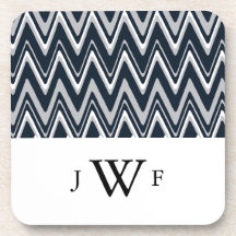 Neutral Decor Monogram Zigzag Cork Coaster