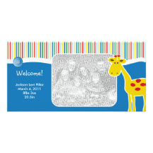 Neutral Giraffe Birth Announcement Photo Card