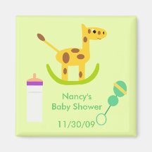 Neutral Giraffe Toy Baby Shower Favour Magnets