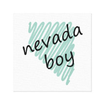 Nevada Boy on Child's Nevada Map Drawing Stretched Canvas Print
