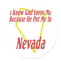 Nevada - God Loves Me Round Sticker