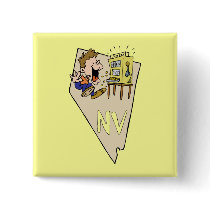 Nevada NV State Map & Gambler Jackpot Cartoon Buttons