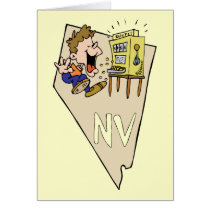 Nevada NV State Map & Gambler Jackpot Cartoon Greeting Card