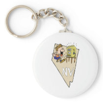 Nevada NV State Map & Gambler Jackpot Cartoon Key Chains