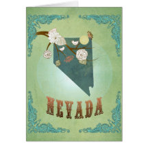 Nevada State Map – Green Greeting Card