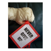 Never Give Up Boxing Glove Postcards
