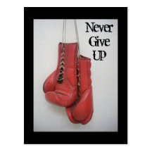 Never Give Up Boxing Gloves Postcard