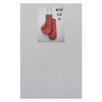 Never Give Up Boxing Gloves Stationary Custom Stationery