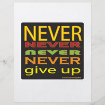 never give up custom flyer