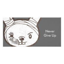 Never Give UP Fighting Rabbit Photo Card Template