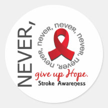 Never Give Up Hope Stroke Round Stickers