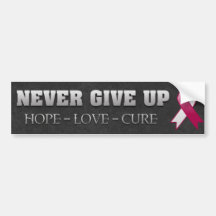 Never Give Up Hope Throat Cancer Awareness Bumper Sticker