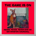 NEVER, NEVER, NEVER GIVE UP. W. CHURCHILL - POSTER posters