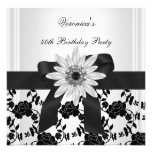 NEW 40th Birthday Party Black White Flower Diamond Custom Invitation