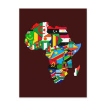New African Country Flags Flag Map of Africa Postcards