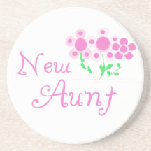 New Aunt Pink Flowers T-shirts and Gifts Beverage Coaster