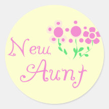 New Aunt Pink Flowers Tshirts and Gifts Round Sticker