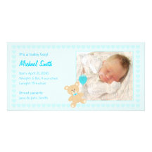 New Baby Boy Announcement Custom Photo Card