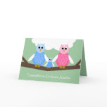 New Baby Boy Congratulations Card with Owl Family