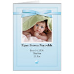 New Baby Boy Photo Blue Announcement Card