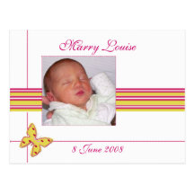 New baby butterfly design post card