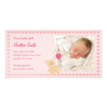 New Baby Girl Announcement Personalized Photo Card