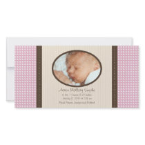 New Baby Girl Pattern Baby Birth Photo Card
