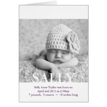 New Baby Photo Birth Announcement / Thank you Cards