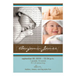 New Baby Photo Trio Birth Announcement (blue)